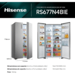 Hisense RS677N4BIE 519L Frigorífico Americano No Frost Inox - Imagen 2